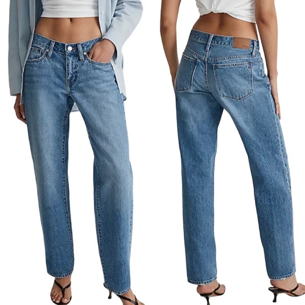 Madewell Denim Low-Rise Baggy Straight Leg Jeans Enley Wash Blue Women's Size 33